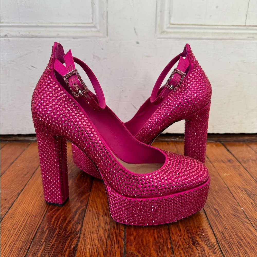 Hot Pink Platform Heels Rhinestone Antonio Melani size 8.5